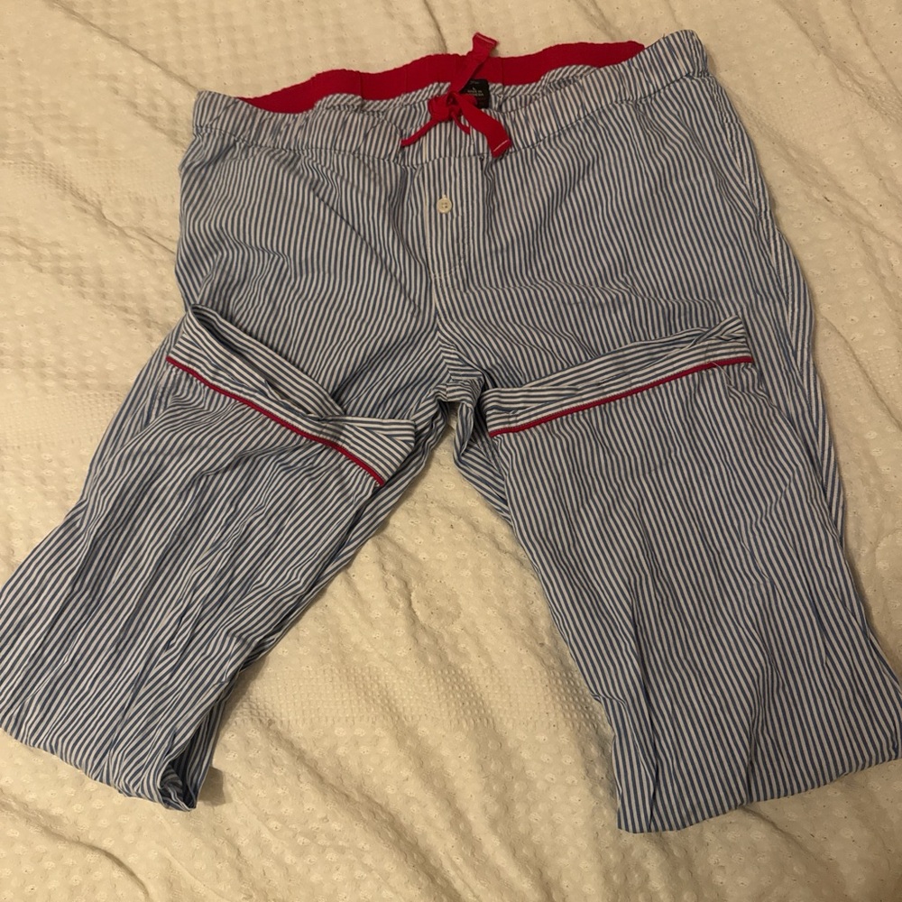 J. Crew Blue Striped Joggers with Red Accents